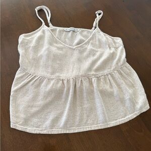 Abercrombie & Fitch Babydoll Linen Blend Tank Top Beige Size M